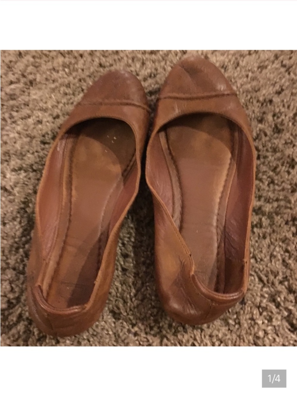 Frye Women's Brown Leather Slip-On Ballet Flats